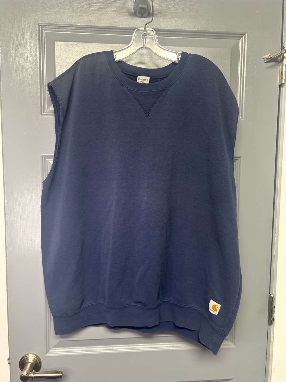 Carhartt Mens sleeveless navy blue sweatshirt. Size 2XL. Nice.
